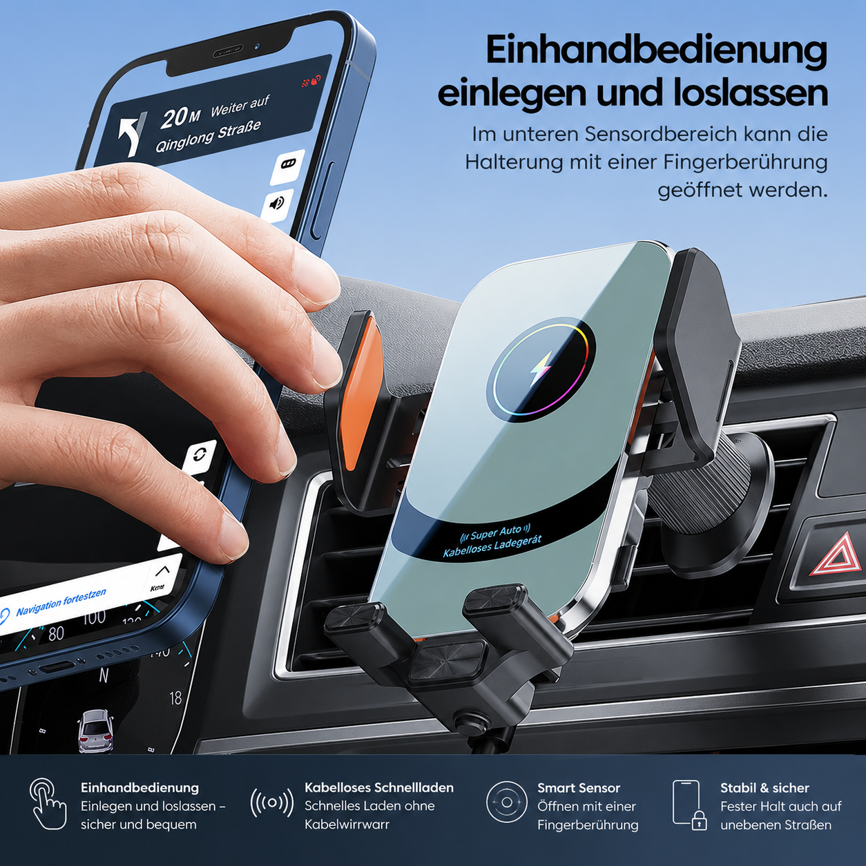 Handyhalterung Auto magnetisch mit Lade Funktion und , Kfz Handy Halterung Auto
