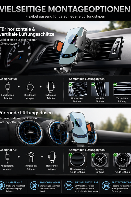 Handyhalterung Auto magnetisch mit Lade Funktion und , Kfz Handy Halterung Auto