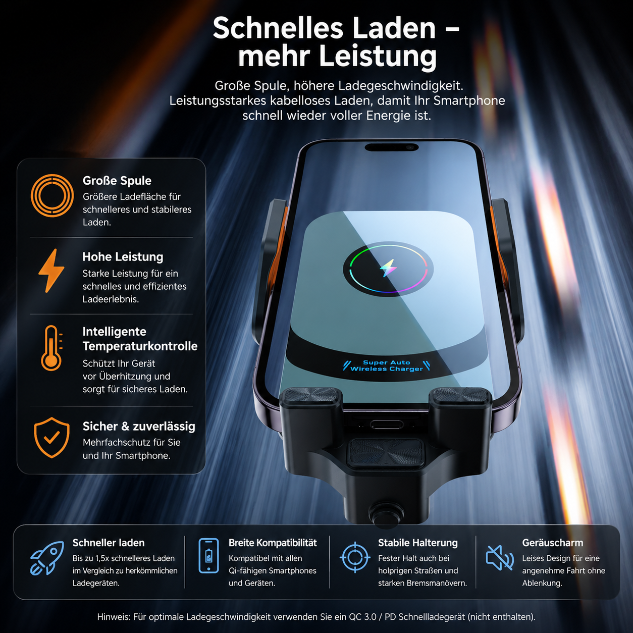 Handyhalterung Auto magnetisch mit Lade Funktion und , Kfz Handy Halterung Auto