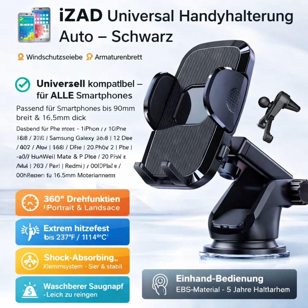 3 in 1 Handyhalterung Auto Handyhalter fürs Auto, 2026 Upgrated KFZ Handy Halter
