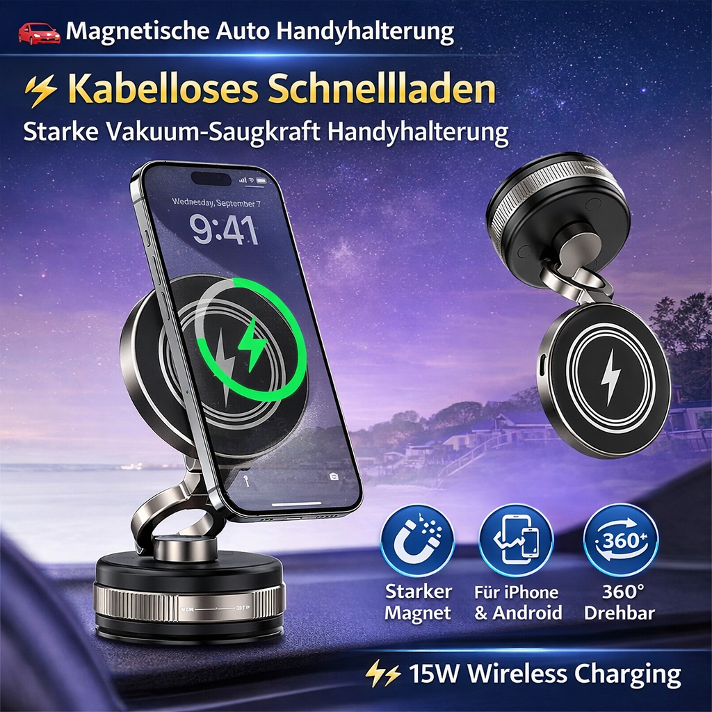 Handyhalterung Auto mit Ladefunktion 15W Magnetische  Wireless Charger