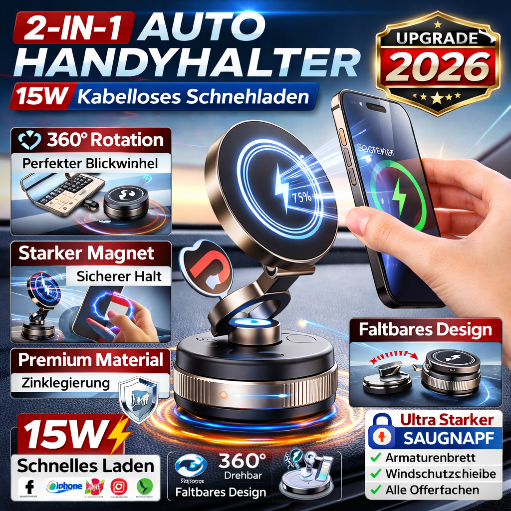Handyhalterung Auto mit Ladefunktion 15W Magnetische  Wireless Charger