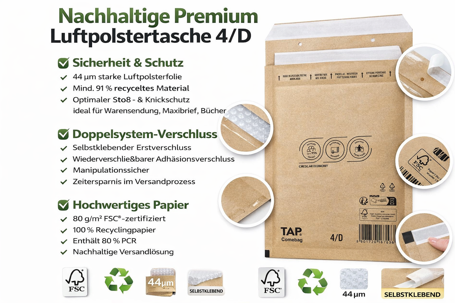 Luftpolstertaschen Braun A1–K/10 | Gepolsterte Versandtaschen & Luftpolsterumschläge für sicheren Versand