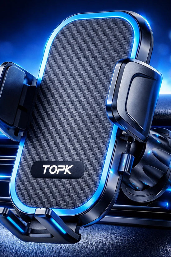 TOPK Handyhalterung Auto Lüftung, 360° Drehbar, Metallhaken Klemme, Einhandbedienung, Stabil & Sicher, Universal für iPhone, Samsung & Smartphones 4–6,7 Zoll