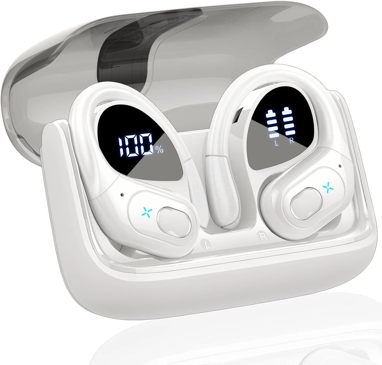 2026 HD65 Bluetooth 5.3 Kopfhörer Kabellos mit 75H Spielzeit, LED Akkuanzeige, ENC Noise Cancelling, IPX7 Wasserdicht, USB-C Schnellladung, Sport In Ear Earbuds mit Ohrbügel für iOS & Android