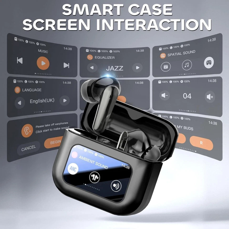Bluetooth Kopfhörer mit ANC+ENC-Ohrhörer mit Bildschirm -Geräuschunterdrückung,