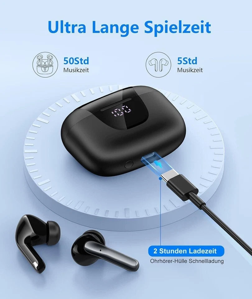 🎧 Bluetooth Kopfhörer Kabellos Bluetooth 5.3 In-Ear | 4 ENC Noise Cancelling | Hi-Fi Sound 🔊 | Touch Control | LED Lade Case 🔋