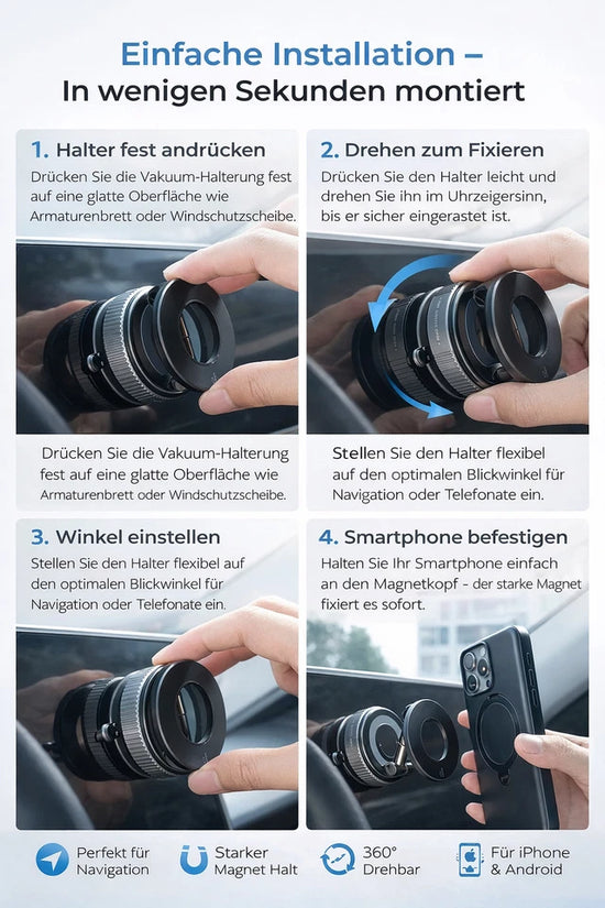 Teilen 2025 Upgraded Vakuum Magnetischer Handyhalterung Auto Magnet Autohalterung