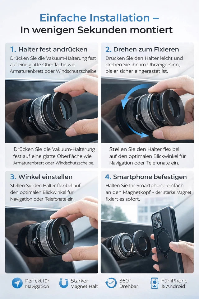 Teilen 2025 Upgraded Vakuum Magnetischer Handyhalterung Auto Magnet Autohalterung